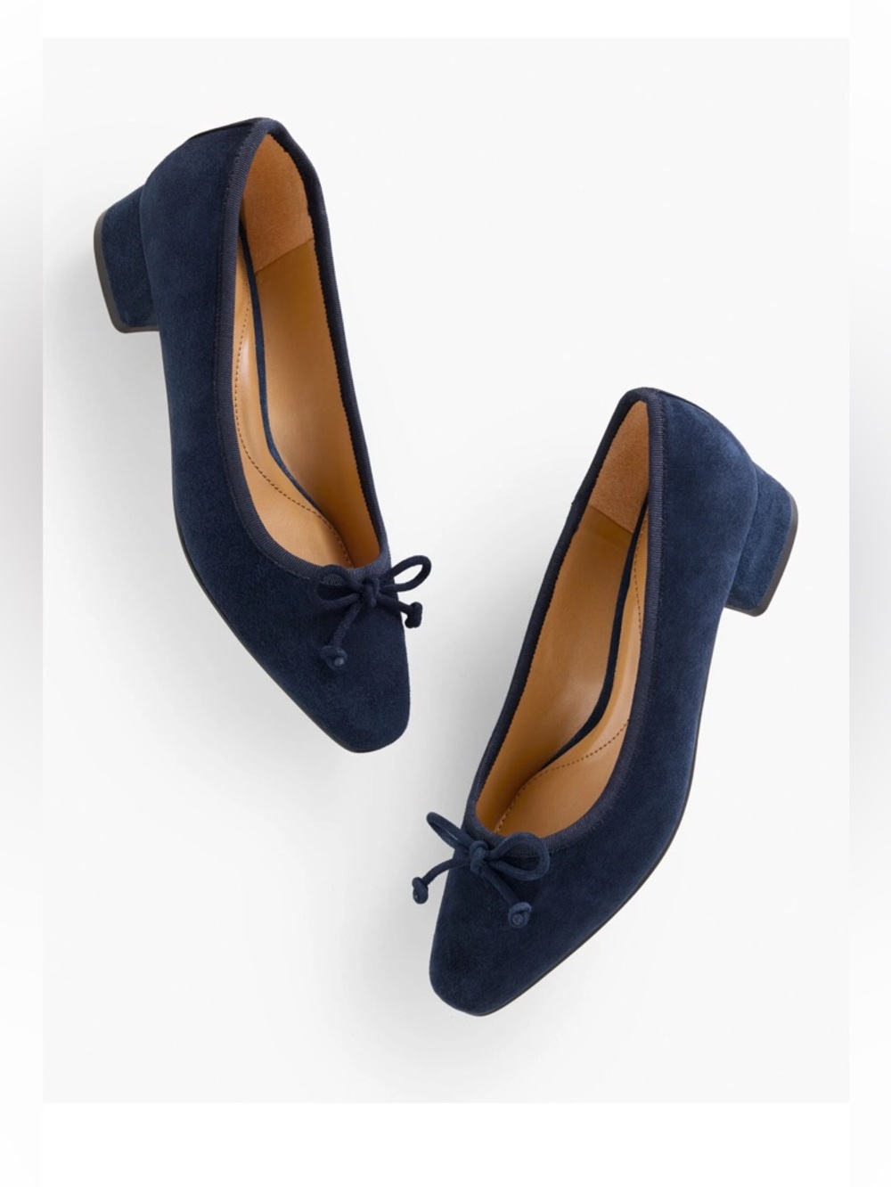 NEW TALBOTS VANESSA SUEDE BLOCK HEEL PUMPS INDIGO BLUE Classic comfy office